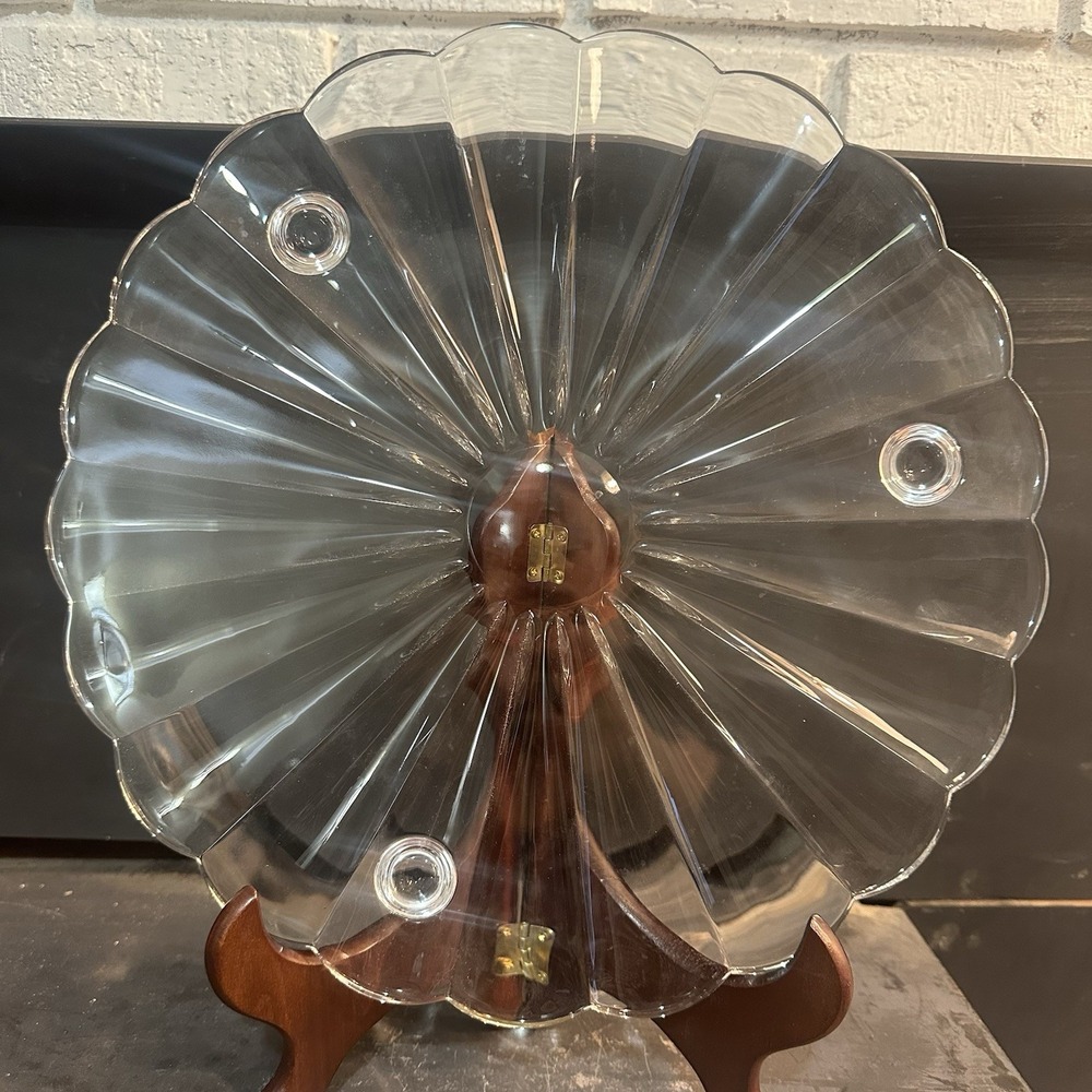 Gorham Crystal Cake Plate 13 in Round Tempo Collection C510S Ball Feet with Box